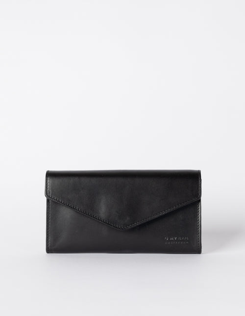 Black wallet. Envelope shape. Front product image.