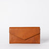 Cognac wallet. Envelope shape. Front product image.