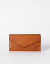 Cognac wallet. Envelope shape. Front product image.