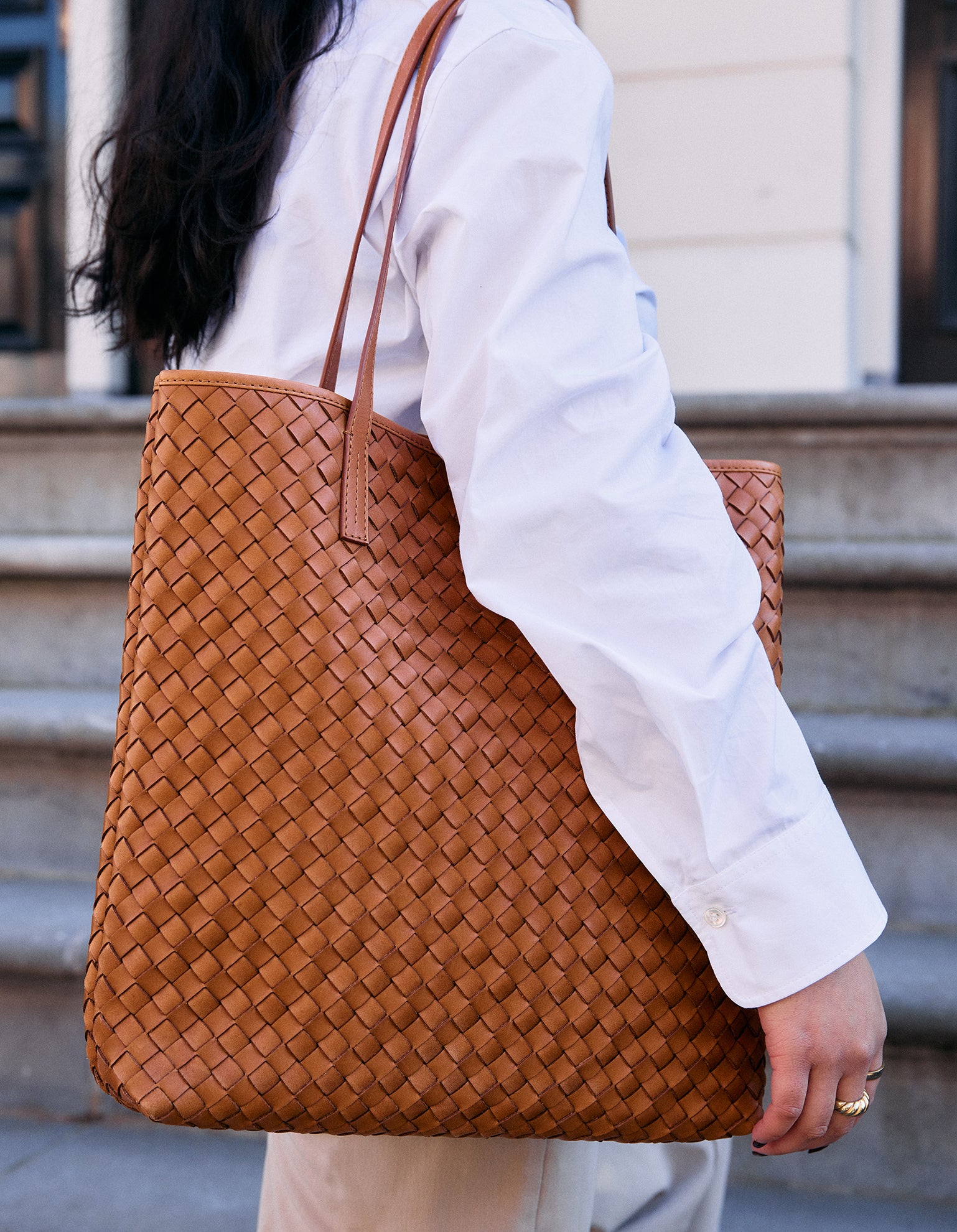 Georgia Cognac Woven Classic Leather - Main Image