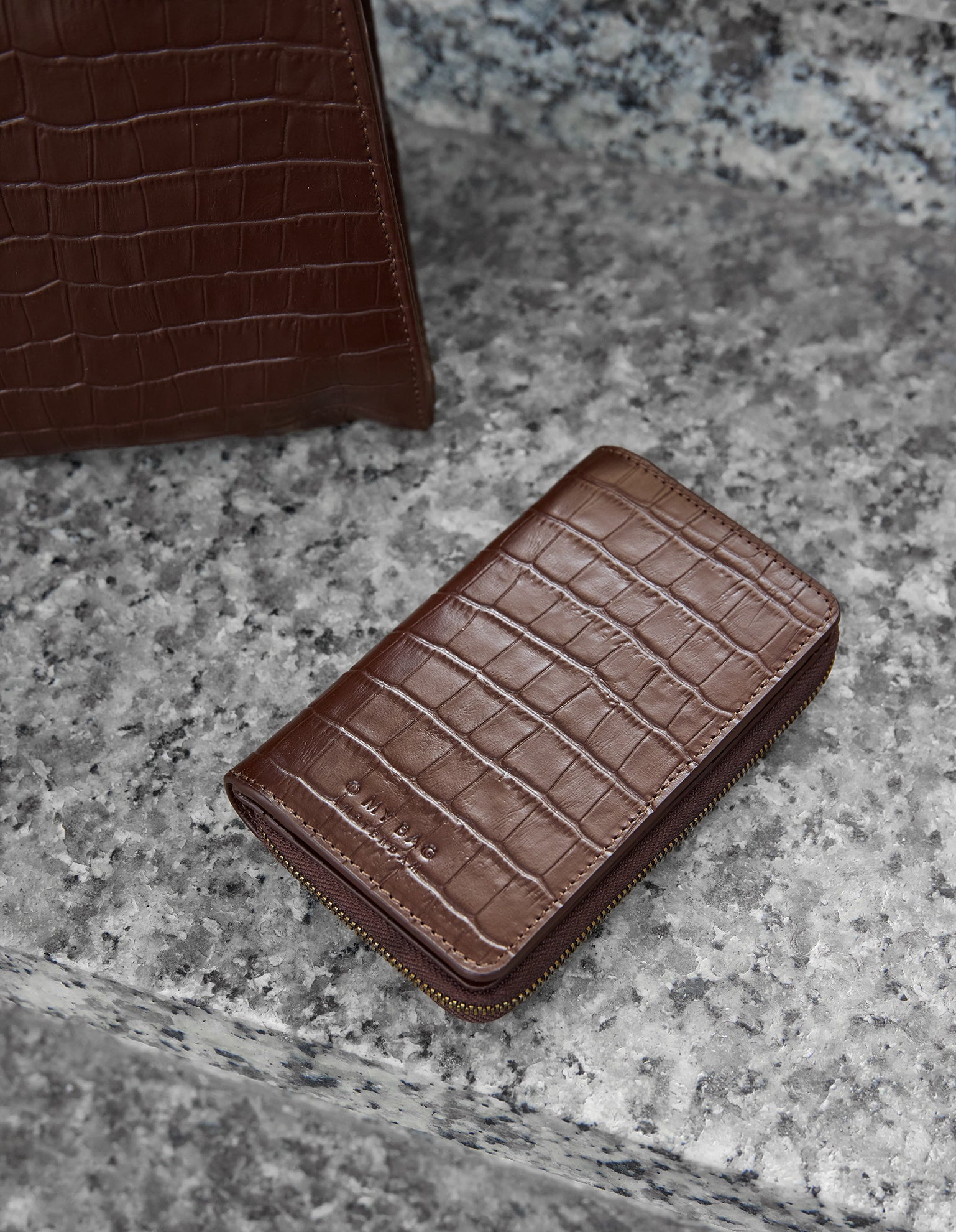 Jett Wallet - Chocolate Croco Print Leather