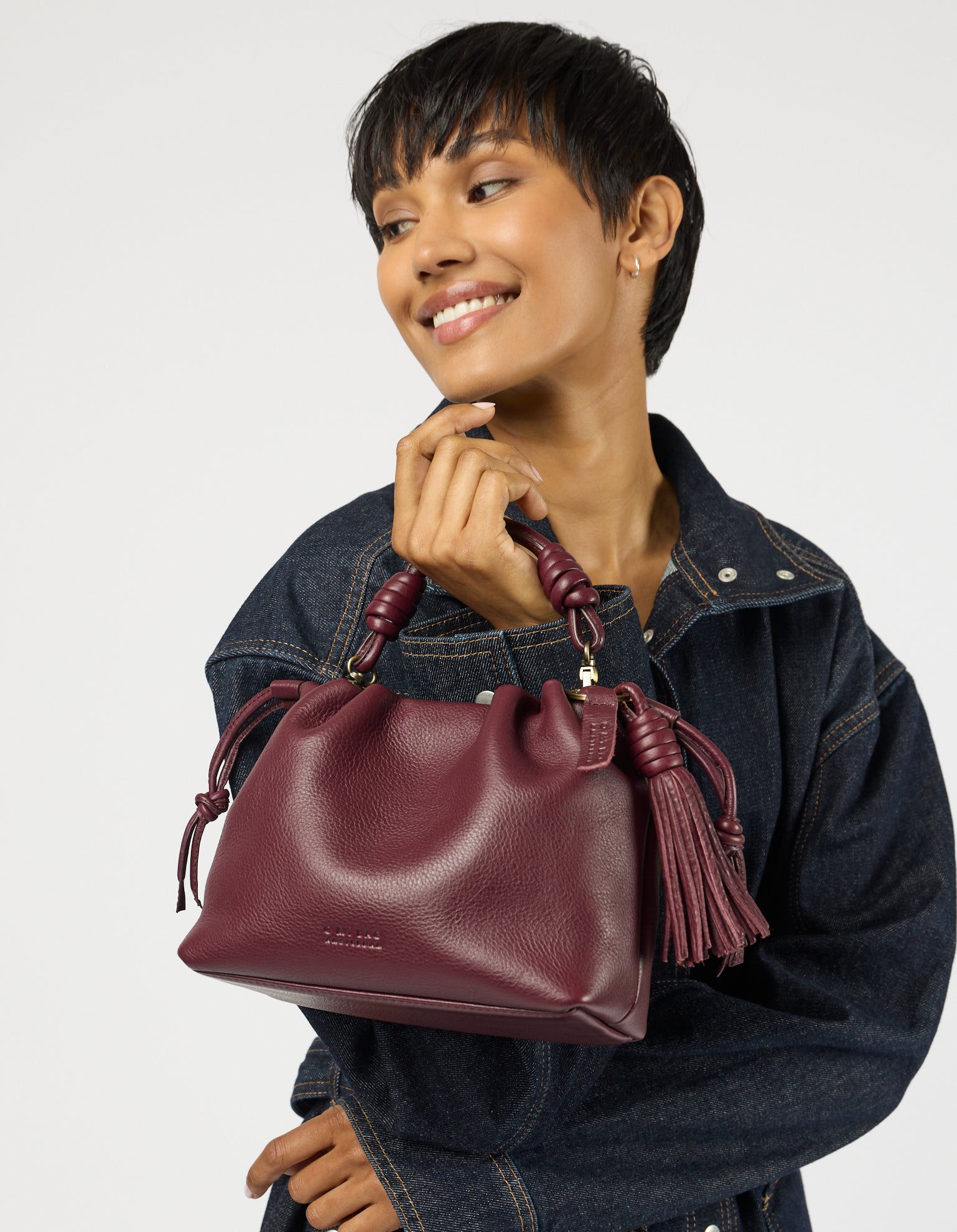 Kiki Midi - Dark Cherry Soft Grain Leather