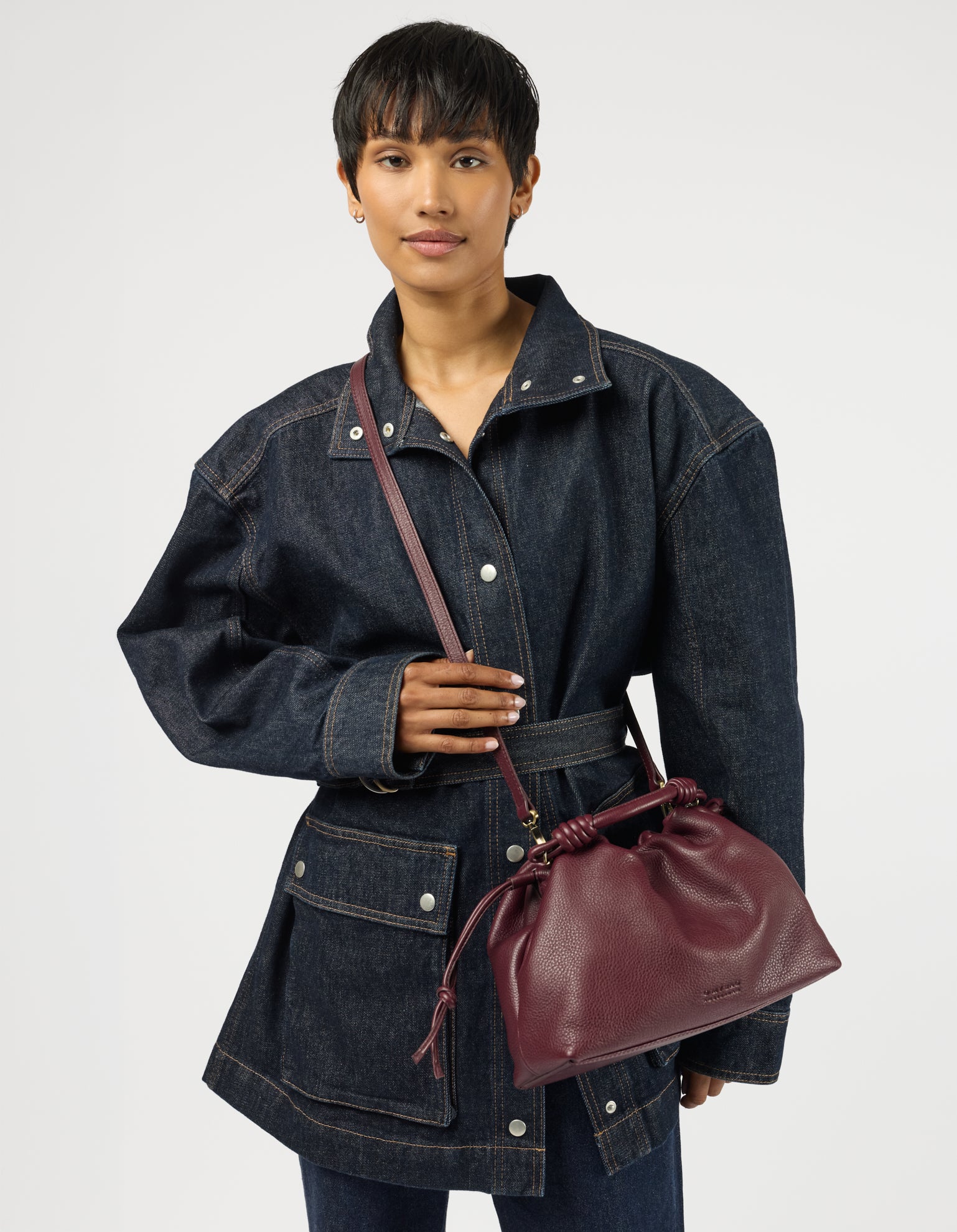 Kiki Midi - Dark Cherry Soft Grain Leather