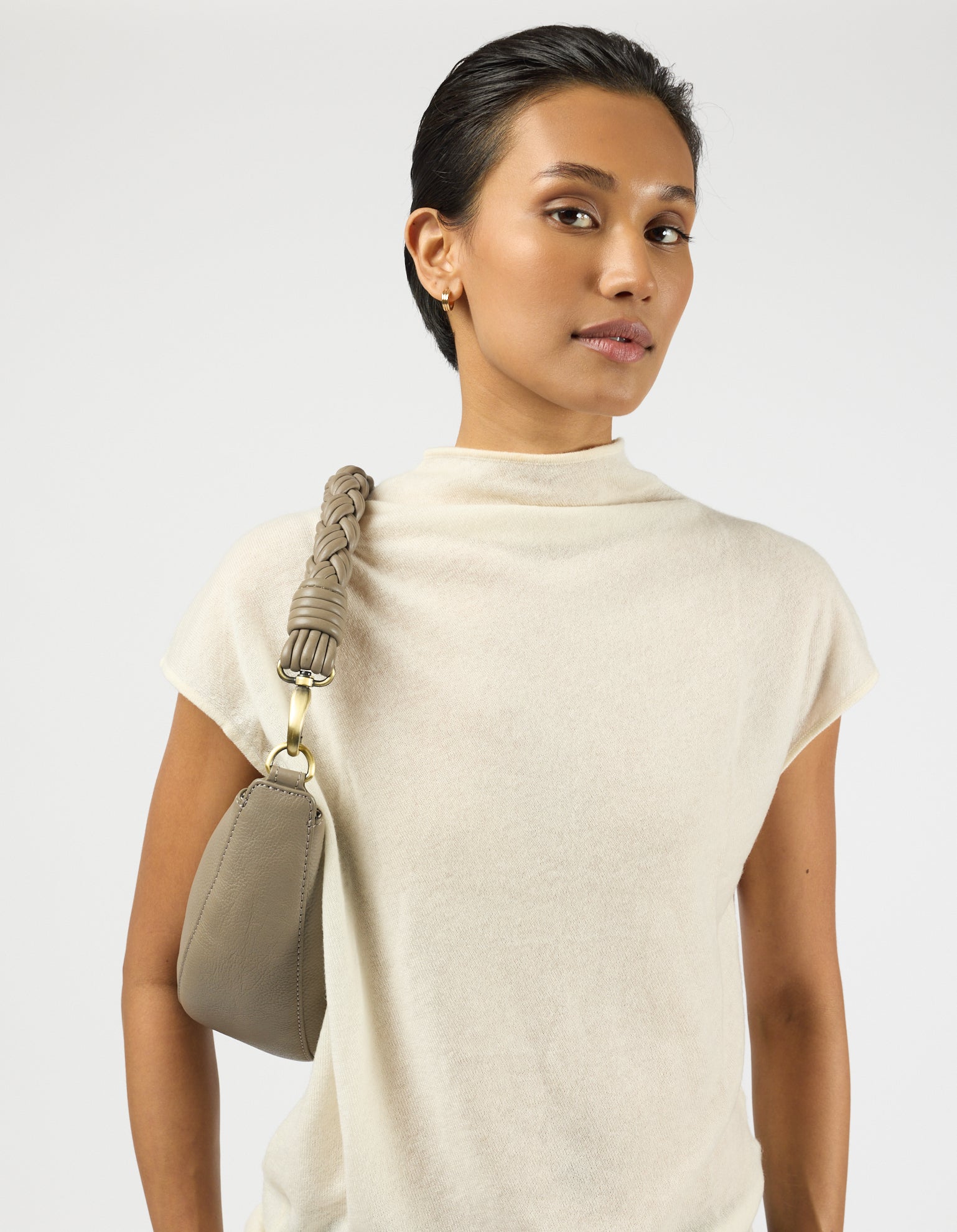 Leo Midi Twisted Handle - Clay Soft Grain Leather