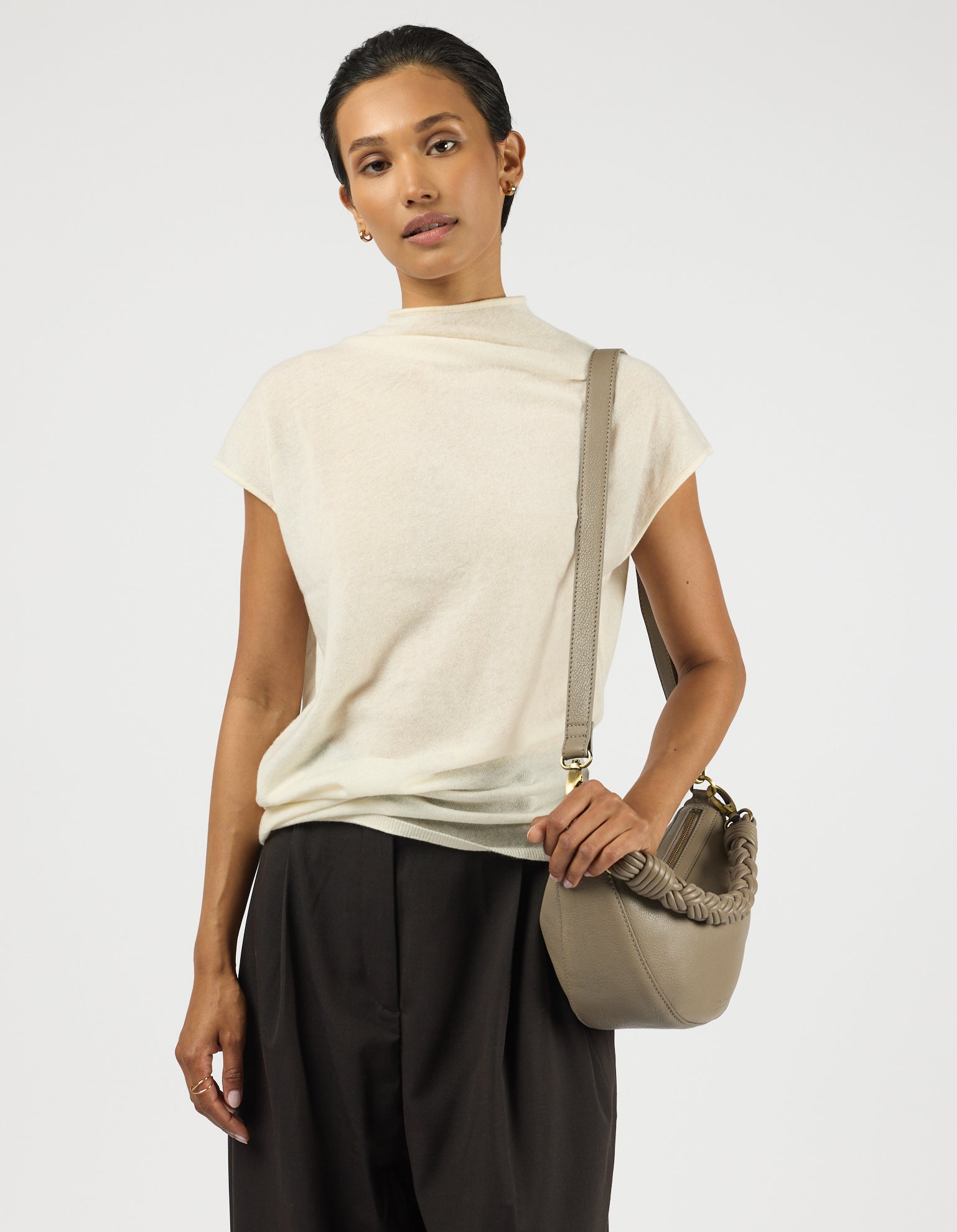 Leo Midi Twisted Handle - Clay Soft Grain Leather
