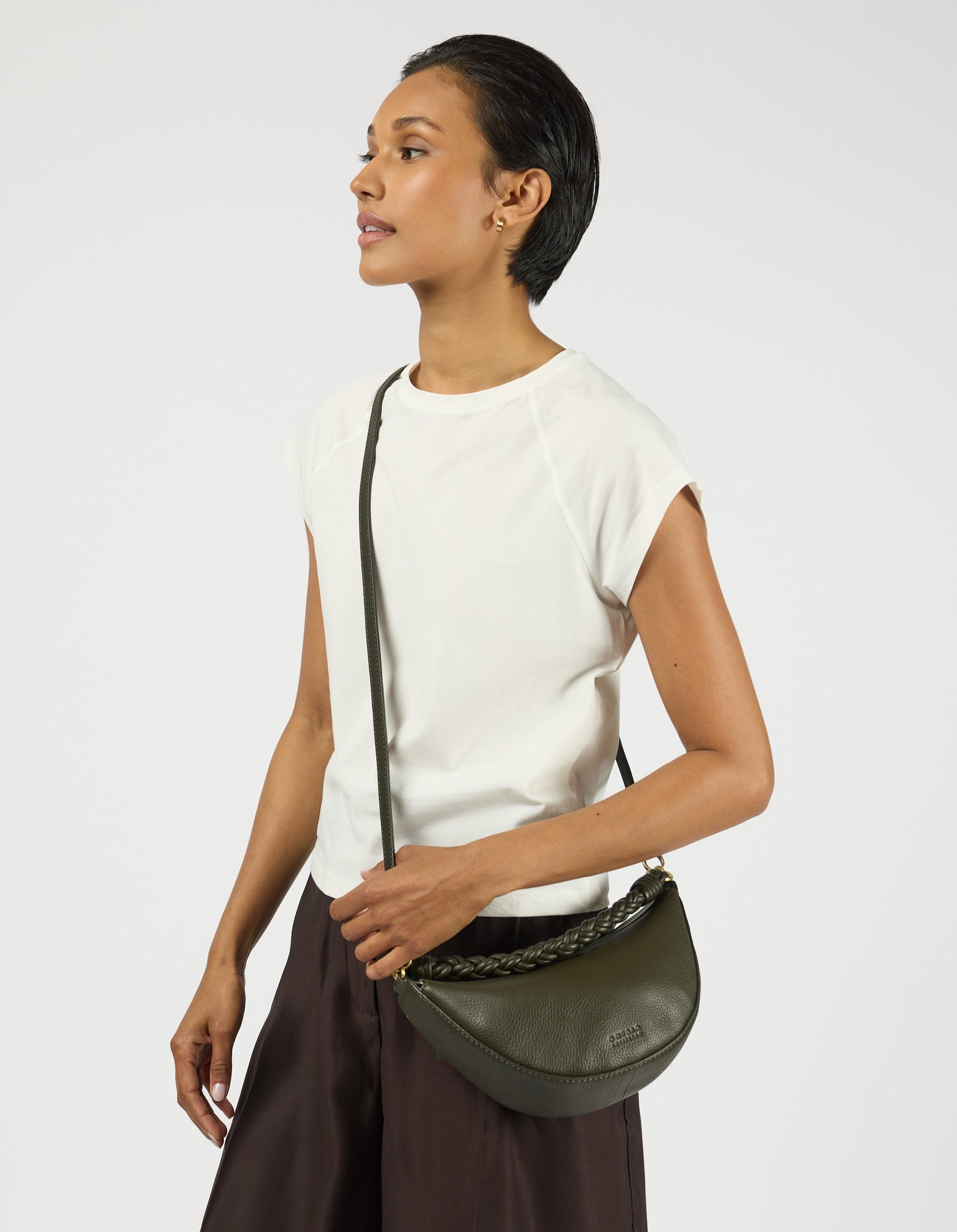 Leo Mini Twisted Handle - Moss Soft Grain Leather
