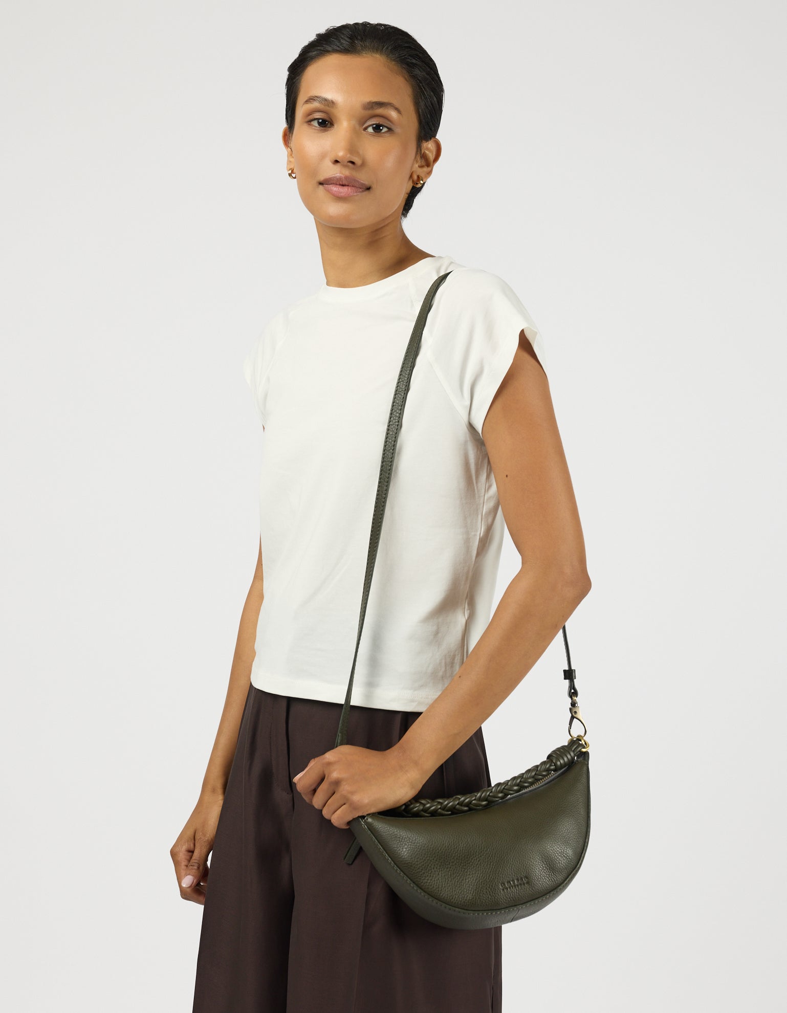 Leo Mini Twisted Handle - Moss Soft Grain Leather