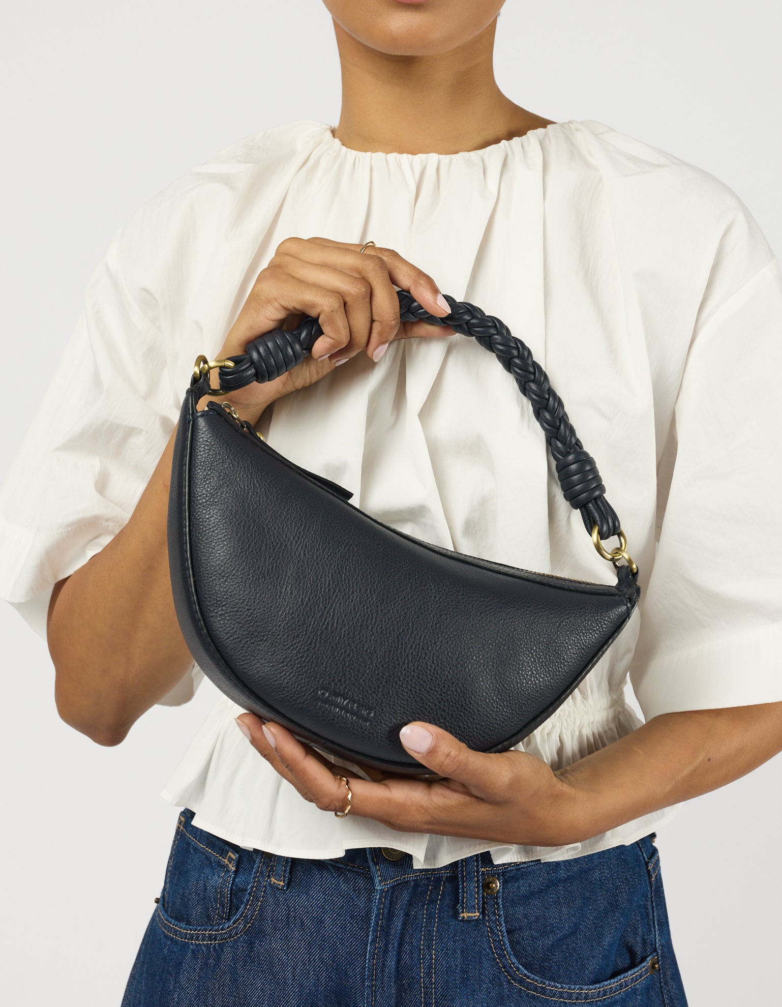 Leo Mini Twisted Handle - Universe Blue Soft Grain Leather
