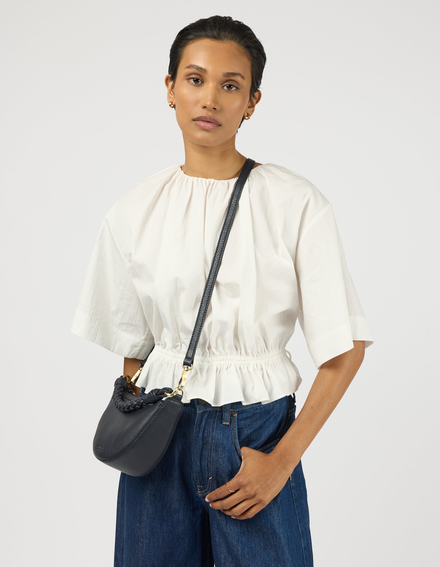 Leo Mini Twisted Handle - Universe Blue Soft Grain Leather