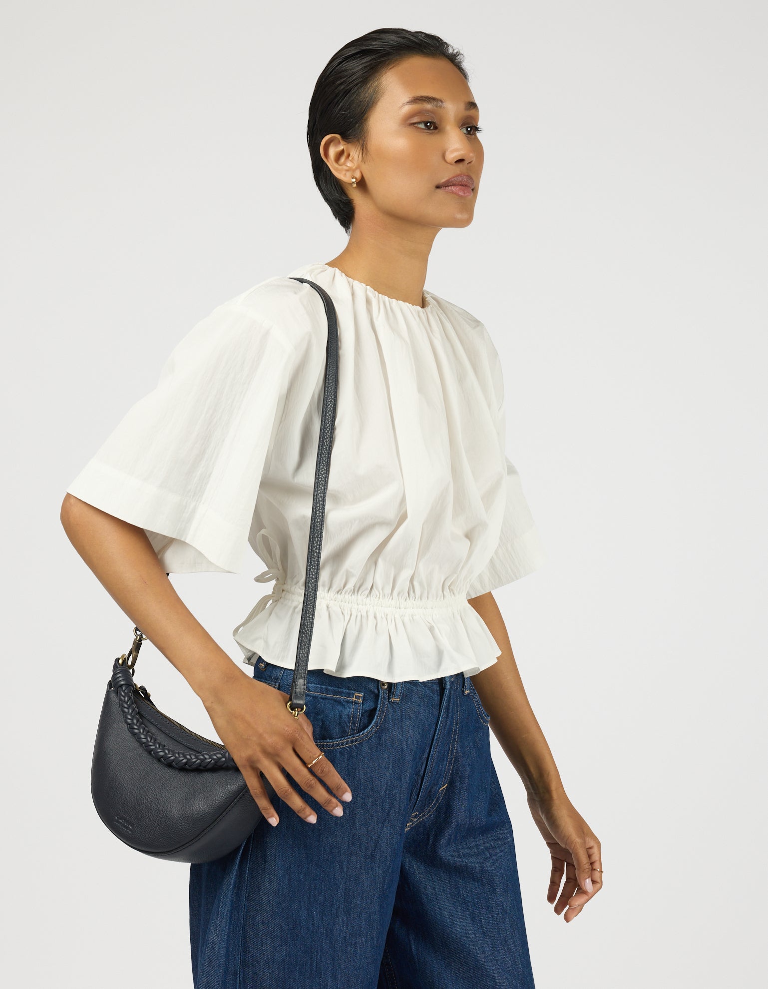 Leo Mini Twisted Handle - Universe Blue Soft Grain Leather