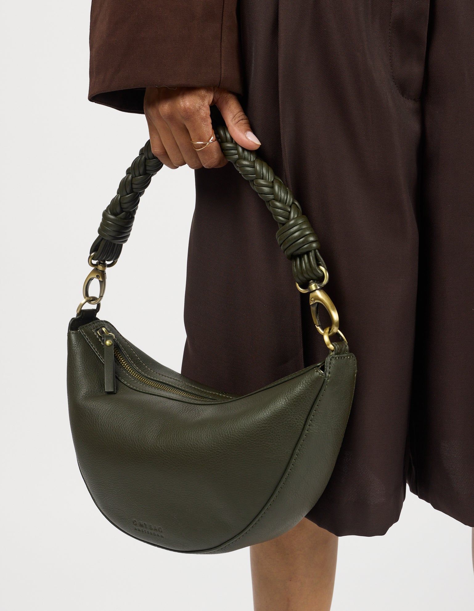 Leo Midi Twisted Handle - Moss Soft Grain Leather
