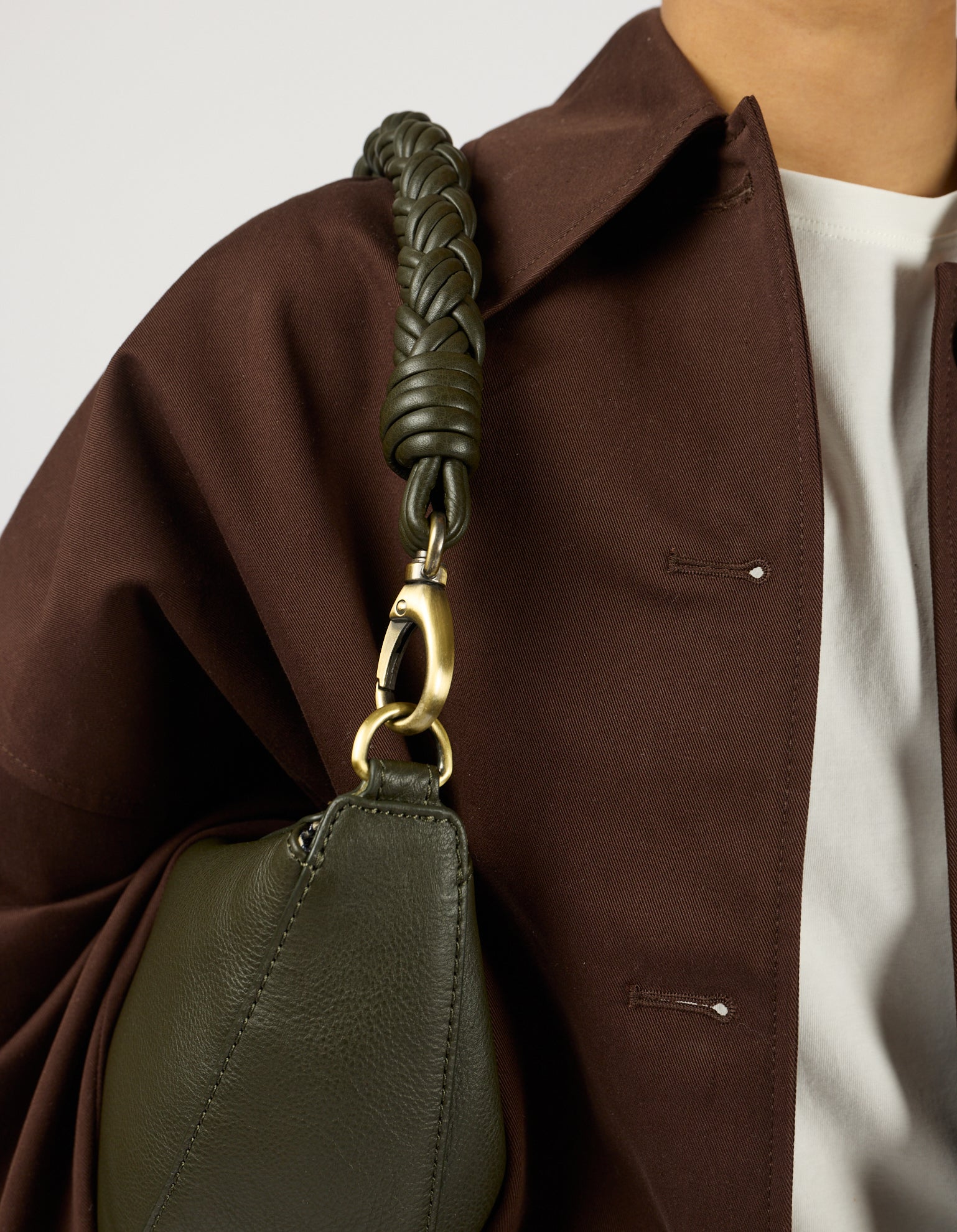 Leo Midi Twisted Handle - Moss Soft Grain Leather