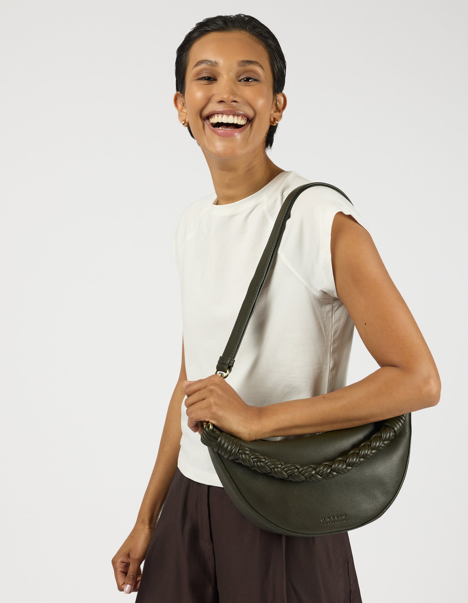Leo Midi Twisted Handle - Moss Soft Grain Leather