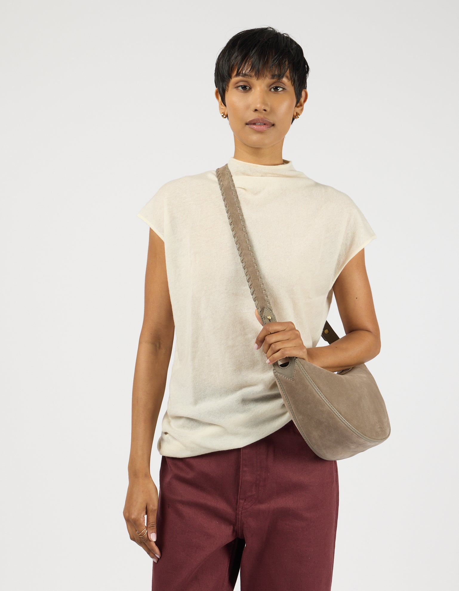 Leo Midi Crossbody Strap - Clay Suède