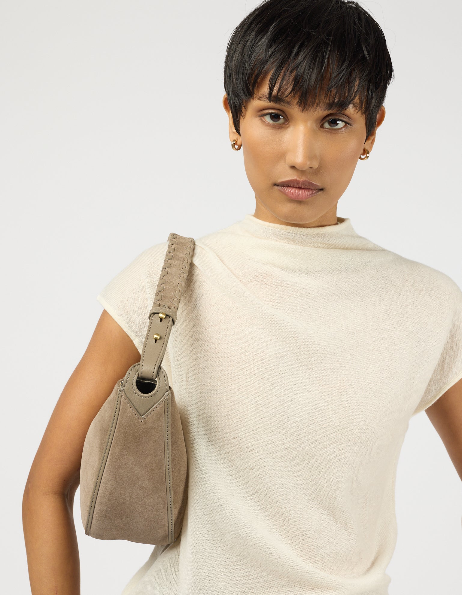 Leo Midi Crossbody Strap - Clay Suède