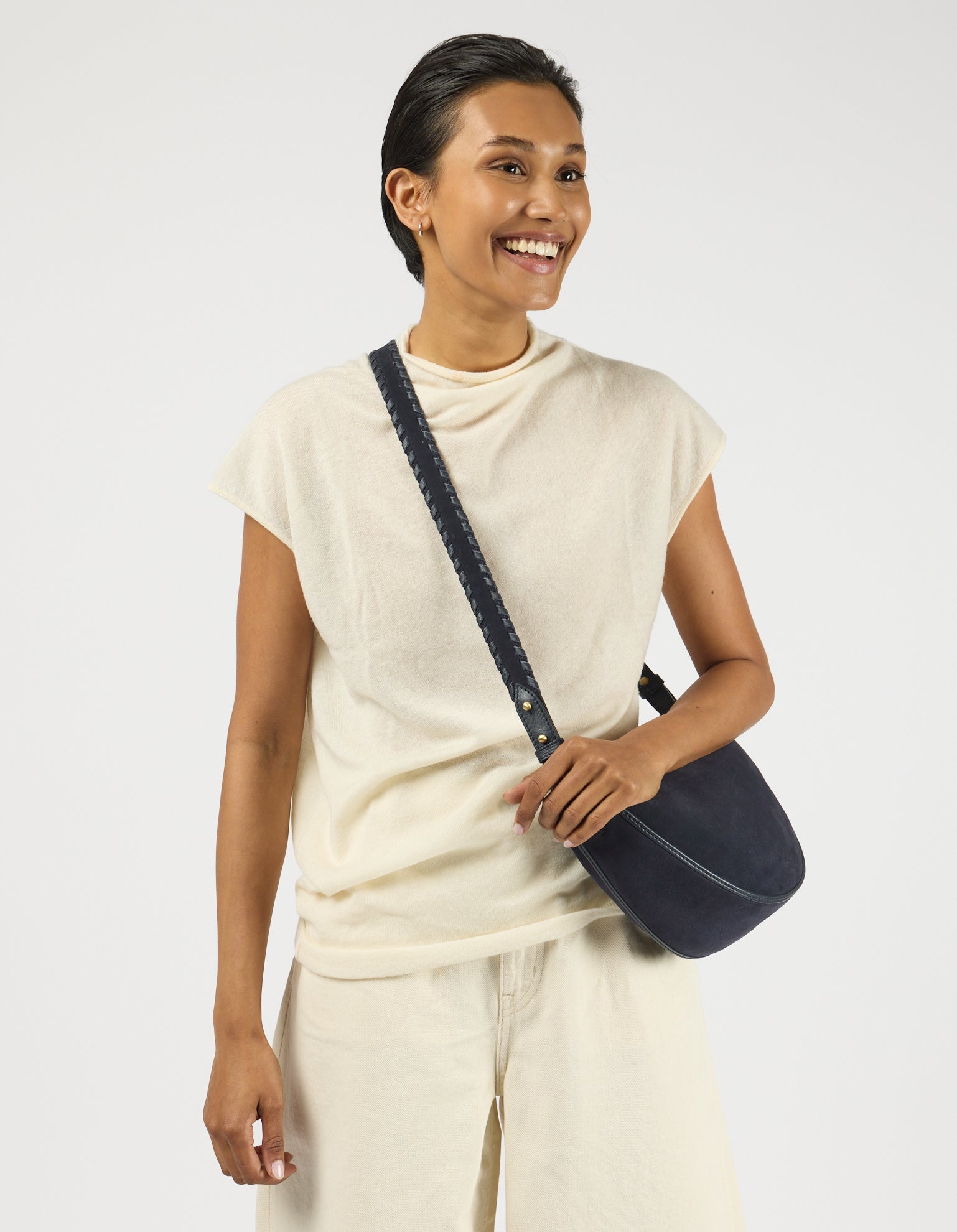 Leo Midi Crossbody Strap - Universe Blue Suède