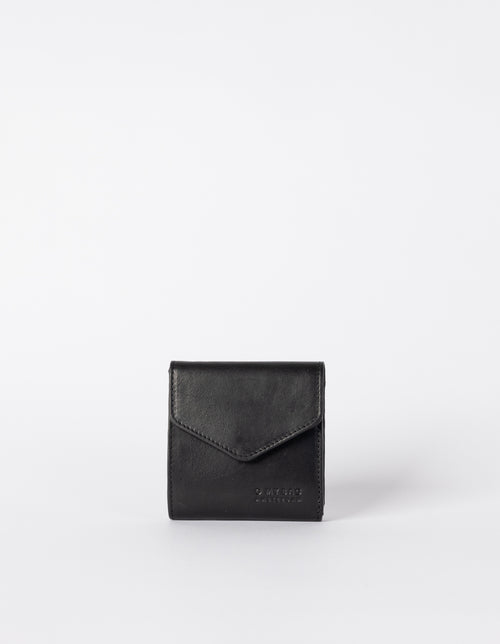 Black wallet. Square Envelope shape. Front product image.