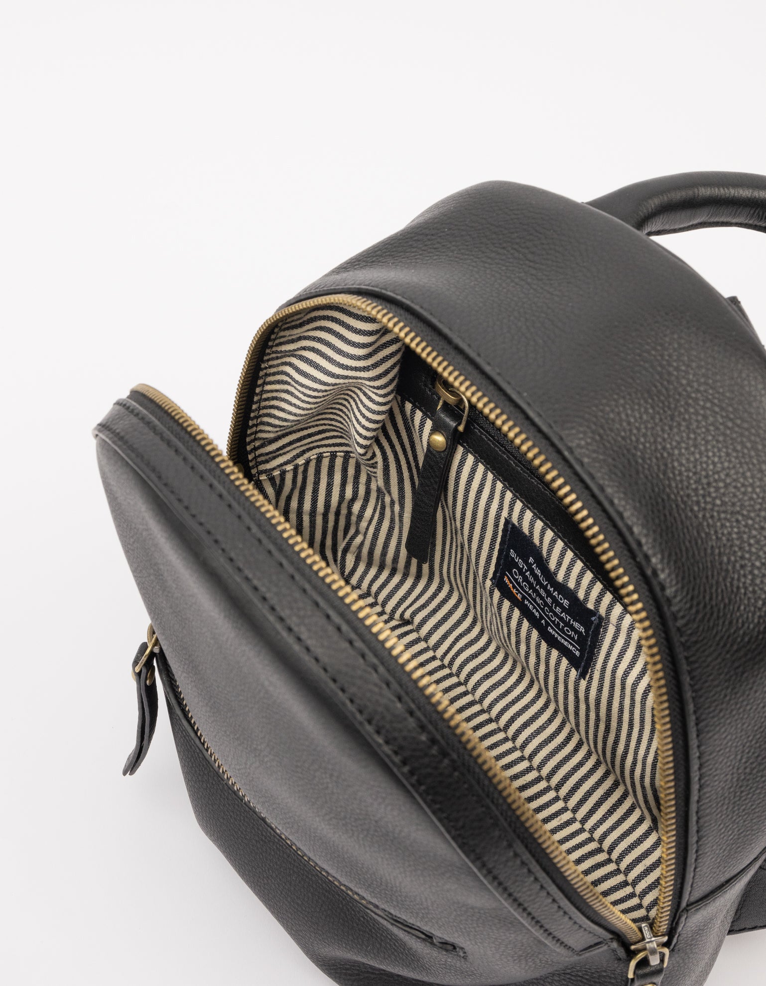 Inside product image of Ivy black soft grain leather backpack