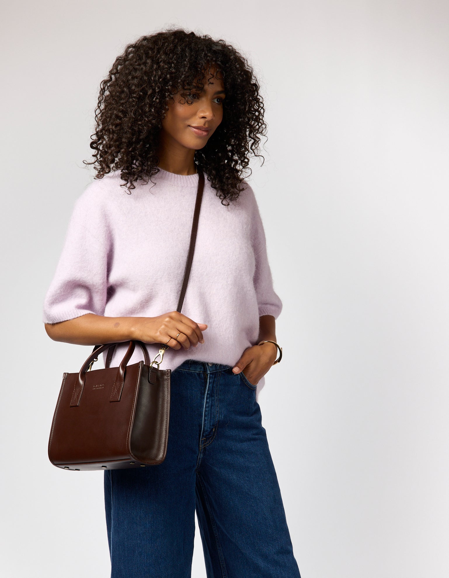 Jackie Midi + Leren Strap - Chocoladebruin Klassiek Leer