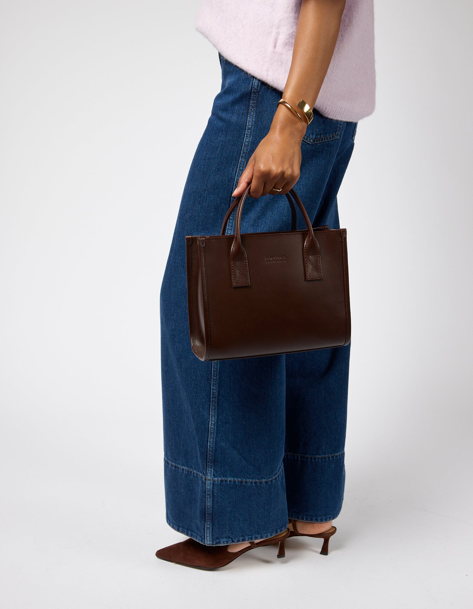Jackie Midi + Leren Strap - Chocoladebruin Klassiek Leer