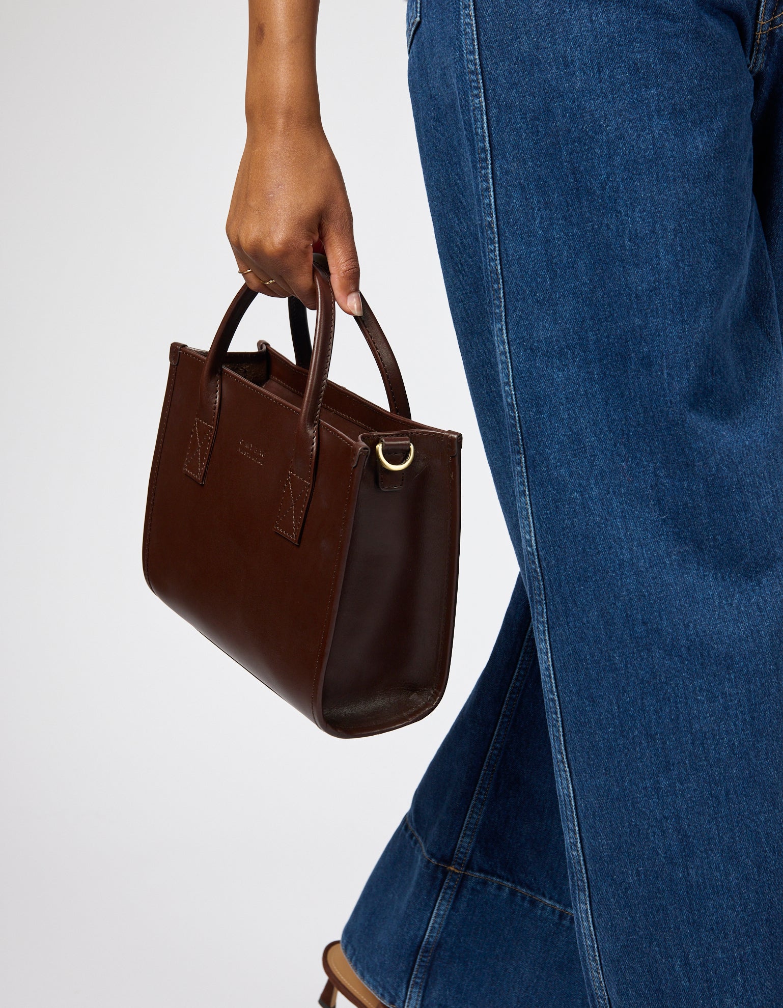 Jackie Midi + Leren Strap - Chocoladebruin Klassiek Leer