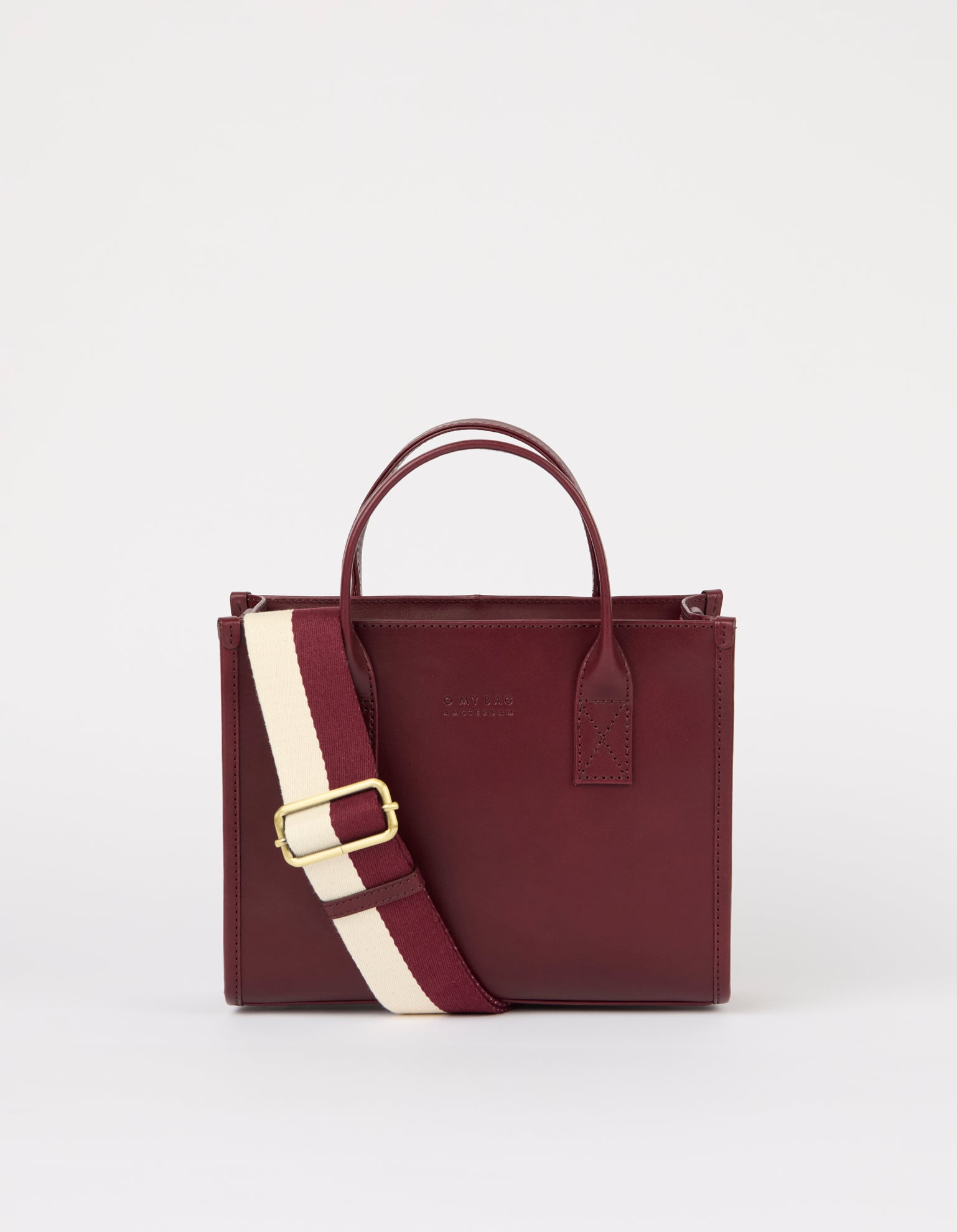 Jackie Midi + Webbing Strap - Kersenrood Klassiek Leer
