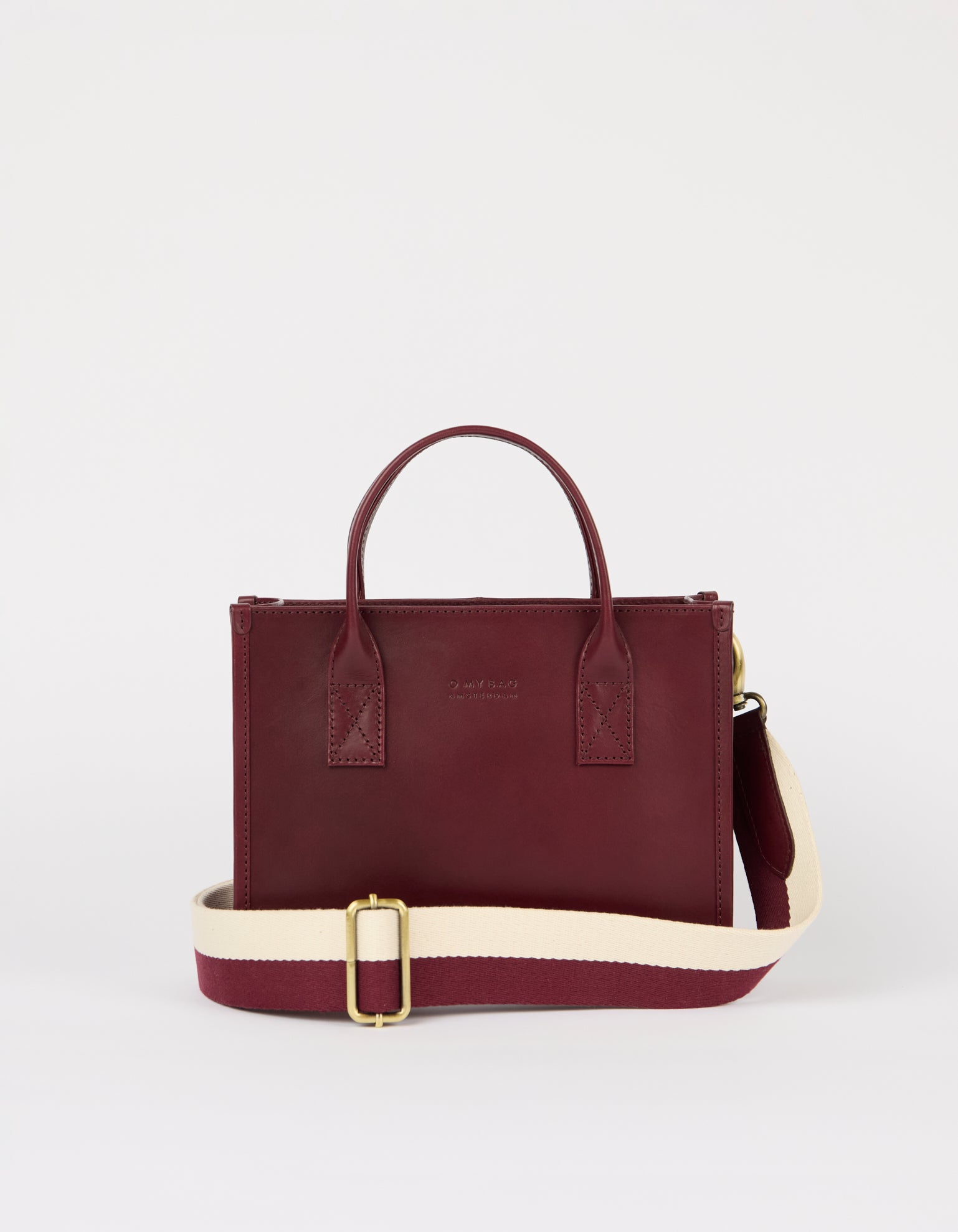 Jackie Midi + Webbing Strap - Kersenrood Klassiek Leer