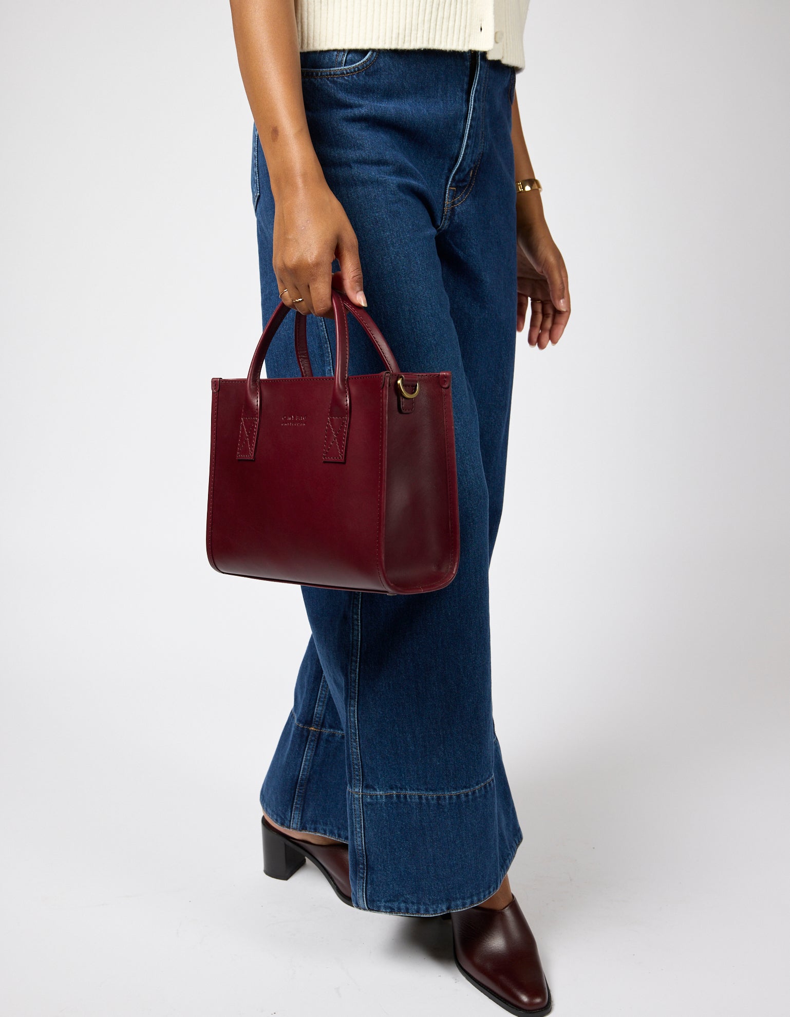 Jackie Midi + Leren Strap - Kersenrood Klassiek Leer