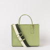Front view of Jackie Midi in Tea Green-coloured leather with strap