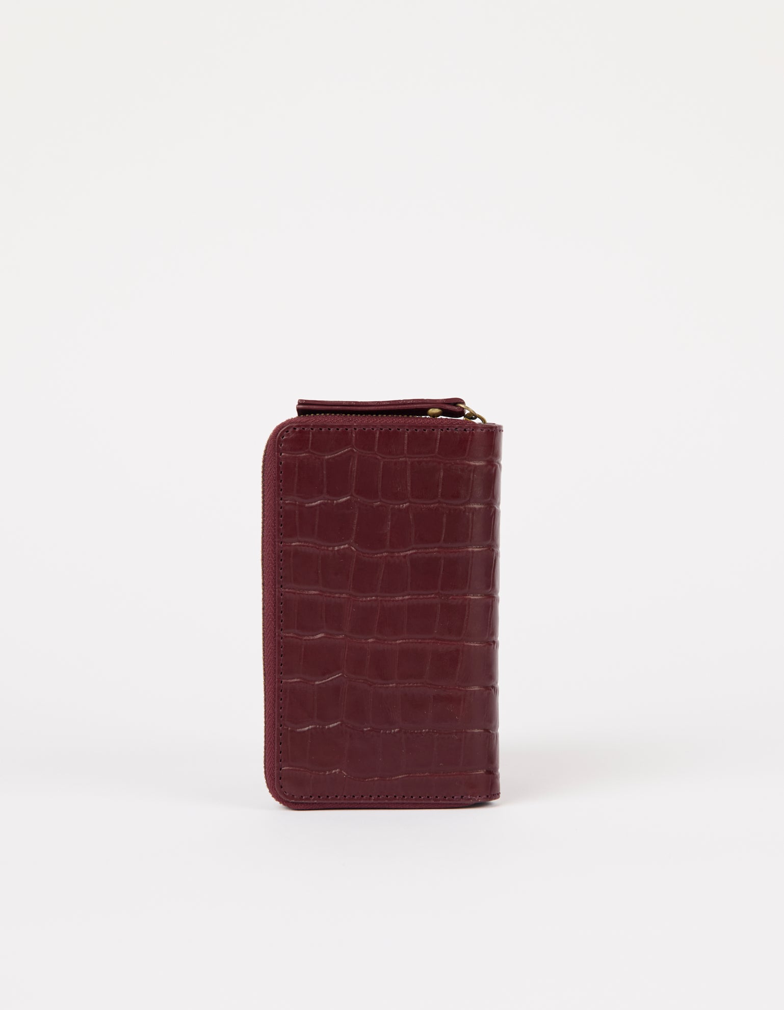 Jett Wallet - Dark Cherry Croco Print Leather
