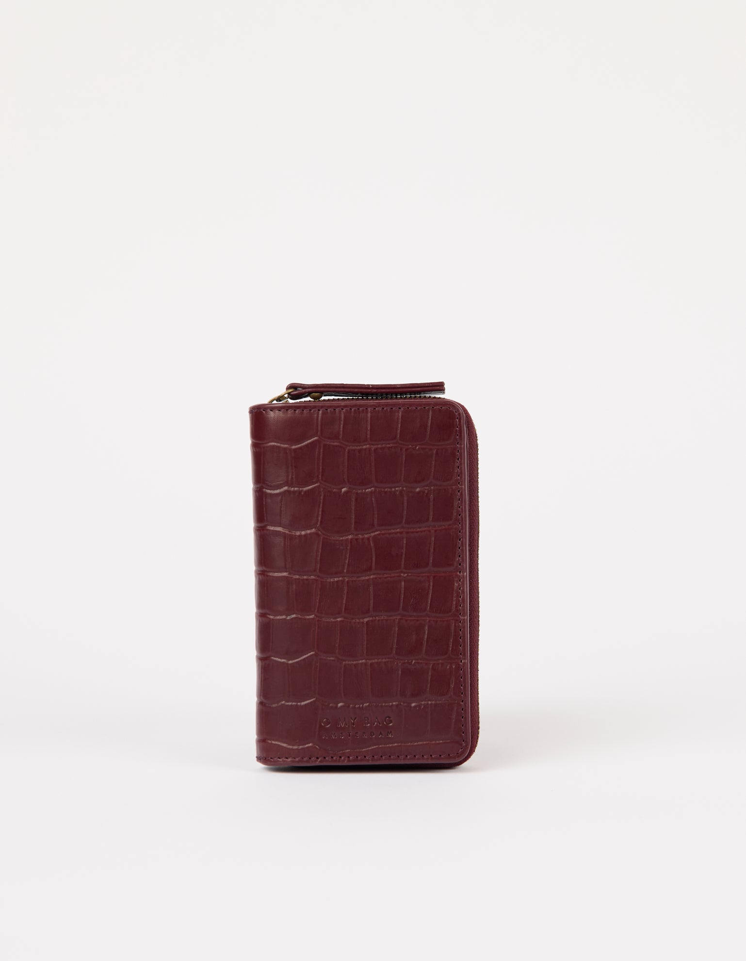 Jett Wallet - Dark Cherry Croco Print Leather