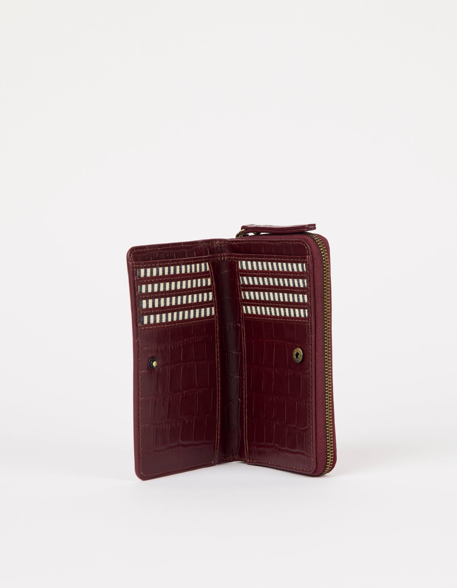 Jett Wallet - Dark Cherry Croco Print Leather