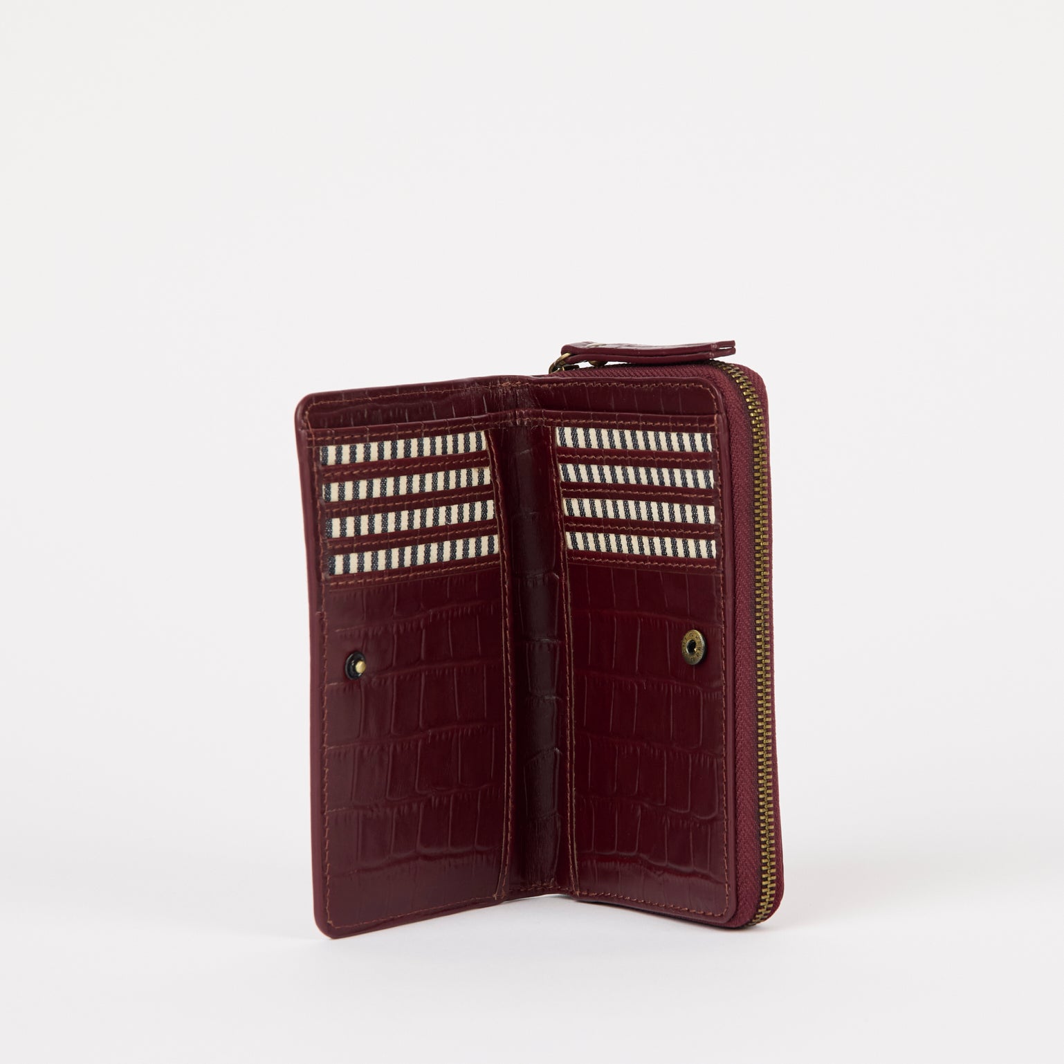 Jett Wallet - Dark Cherry Croco Print Leather