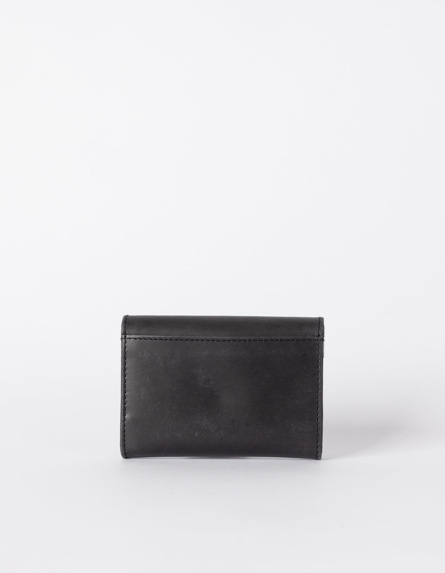 Black Leather wallet. Envelope shape. Back product image.