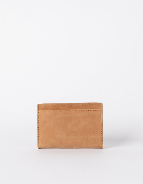 Camel Leather wallet. Envelope shape. Back product image.