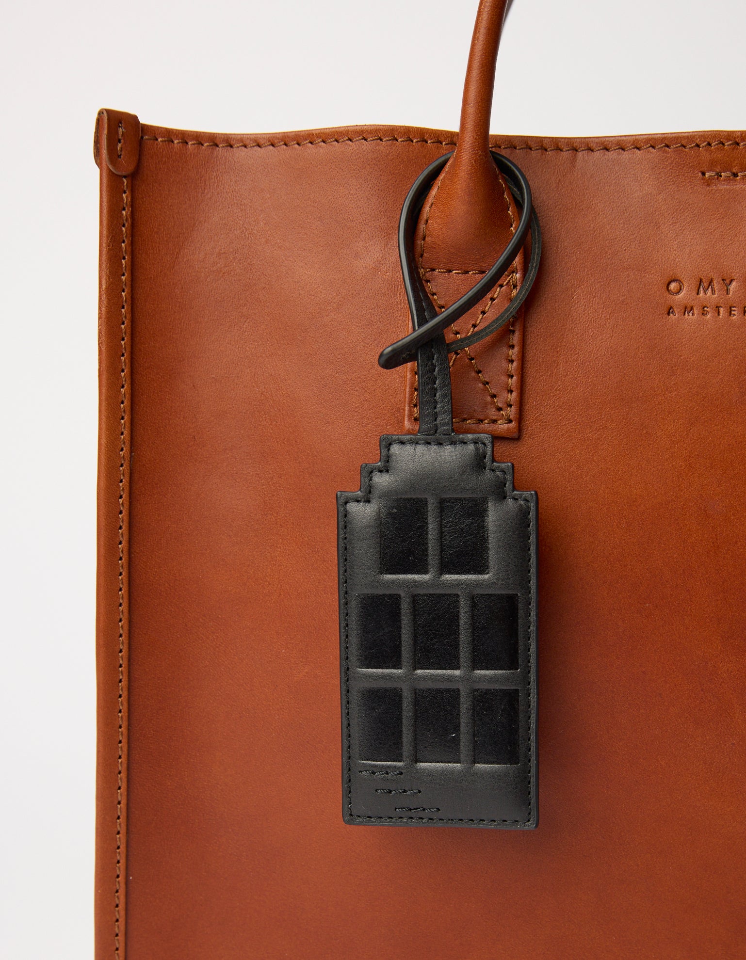 Amsterdam Bag Charm - Black Soft Grain Leather