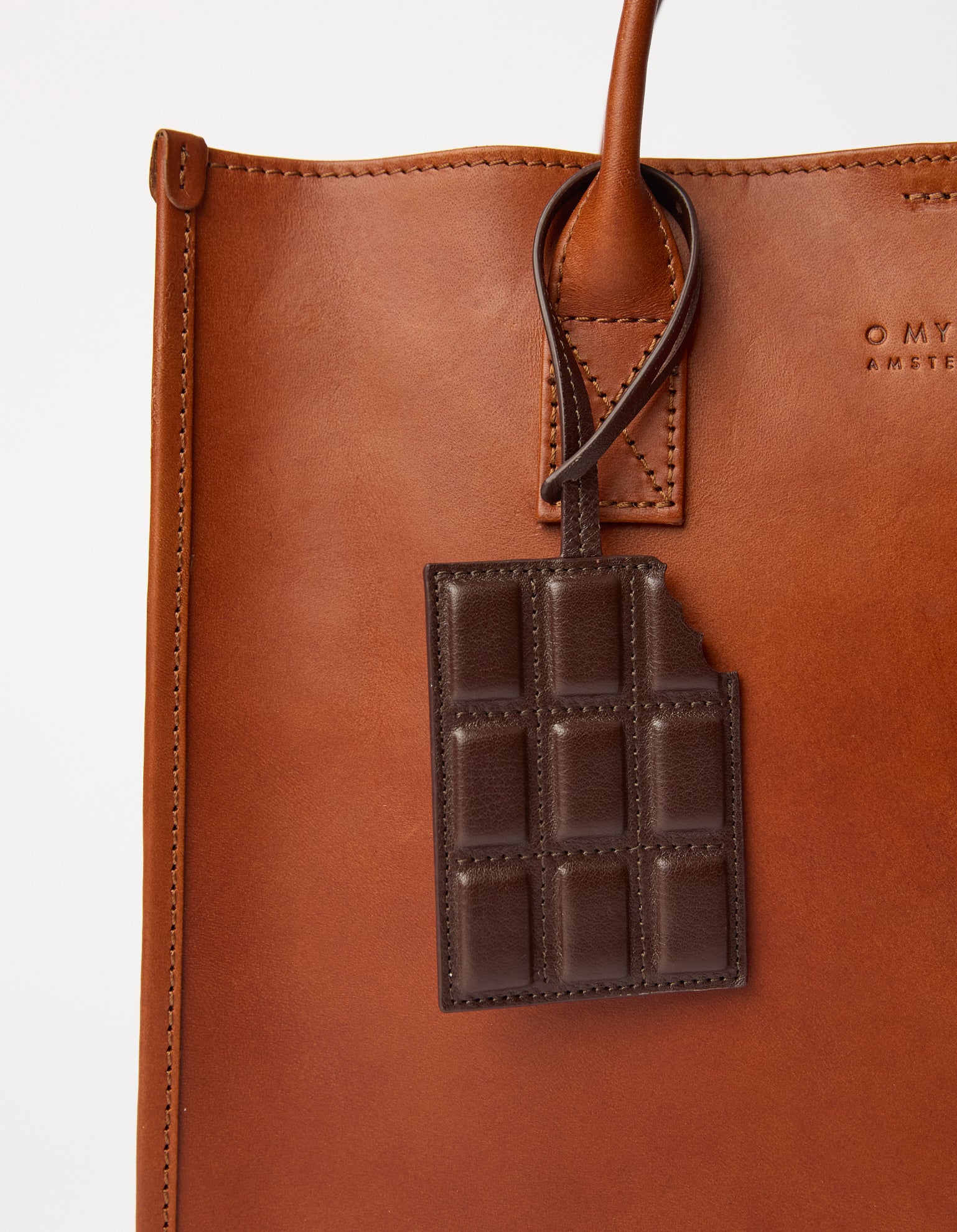 Chocolate Bag Charm - Chocolate Soft Grain Leather
