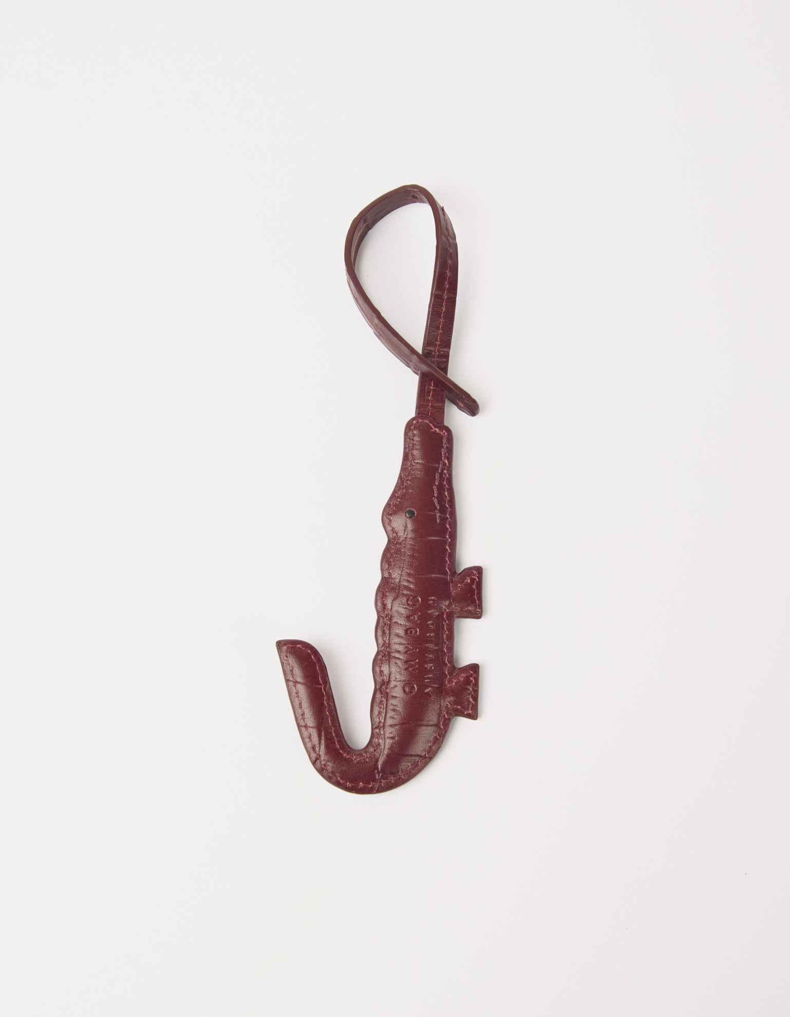 Crocodile Bag Charm - Dark Cherry Croco Print Leather