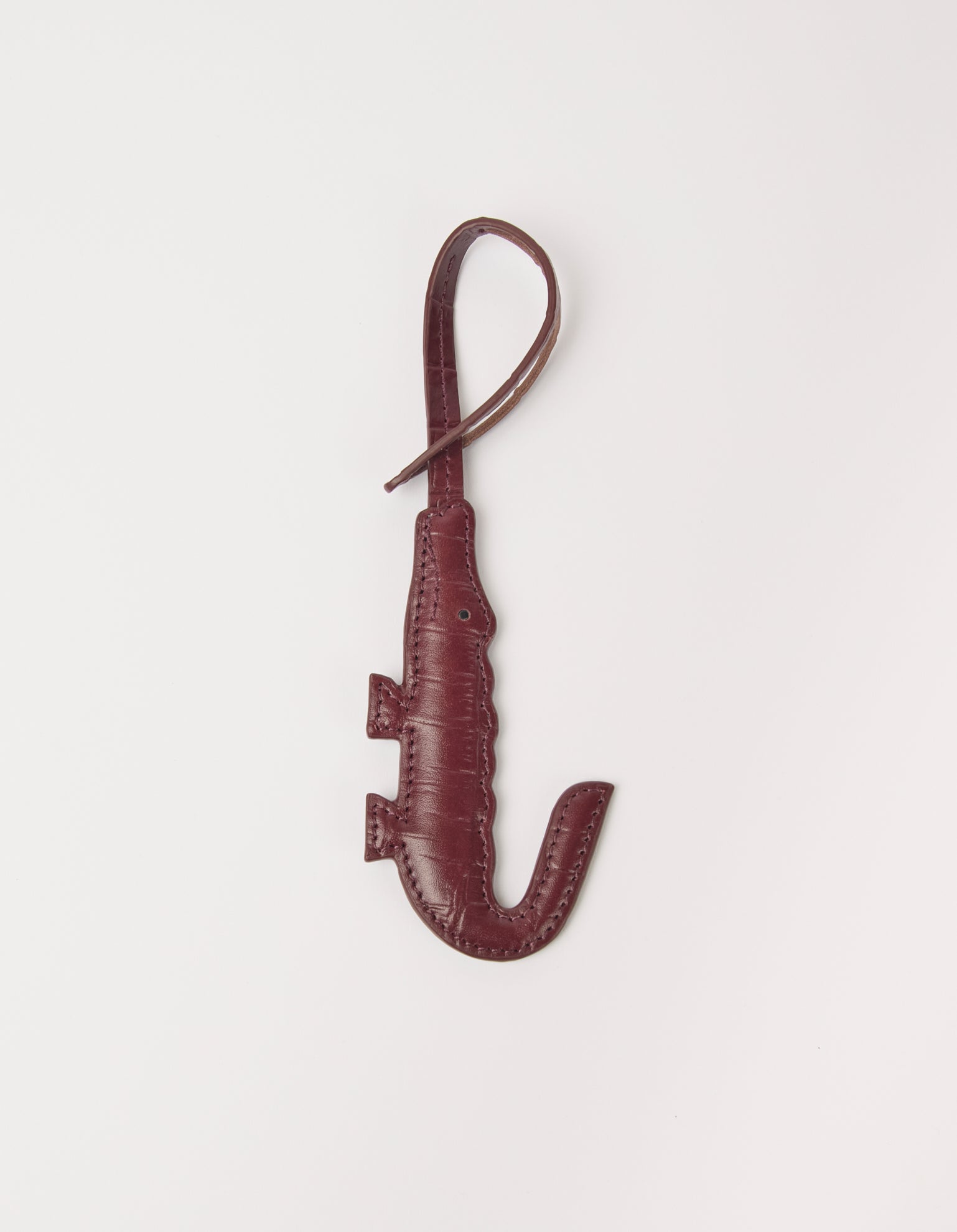 Crocodile Bag Charm - Dark Cherry Croco Print Leather