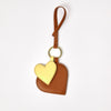 Hearts Bag Charm - Cognac & Butter Yellow Classic Leather