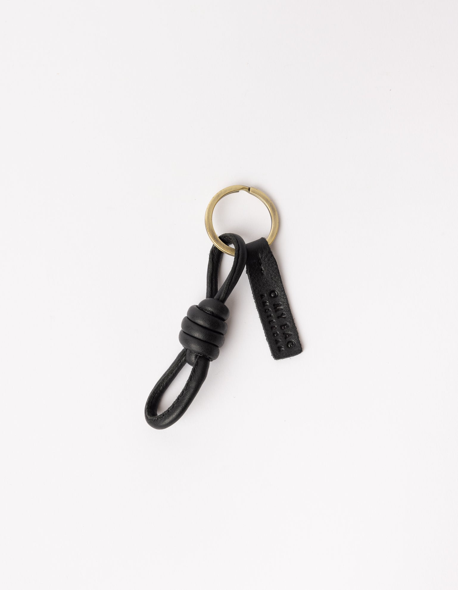 Knotted Keychain - Black Soft Grain Leather