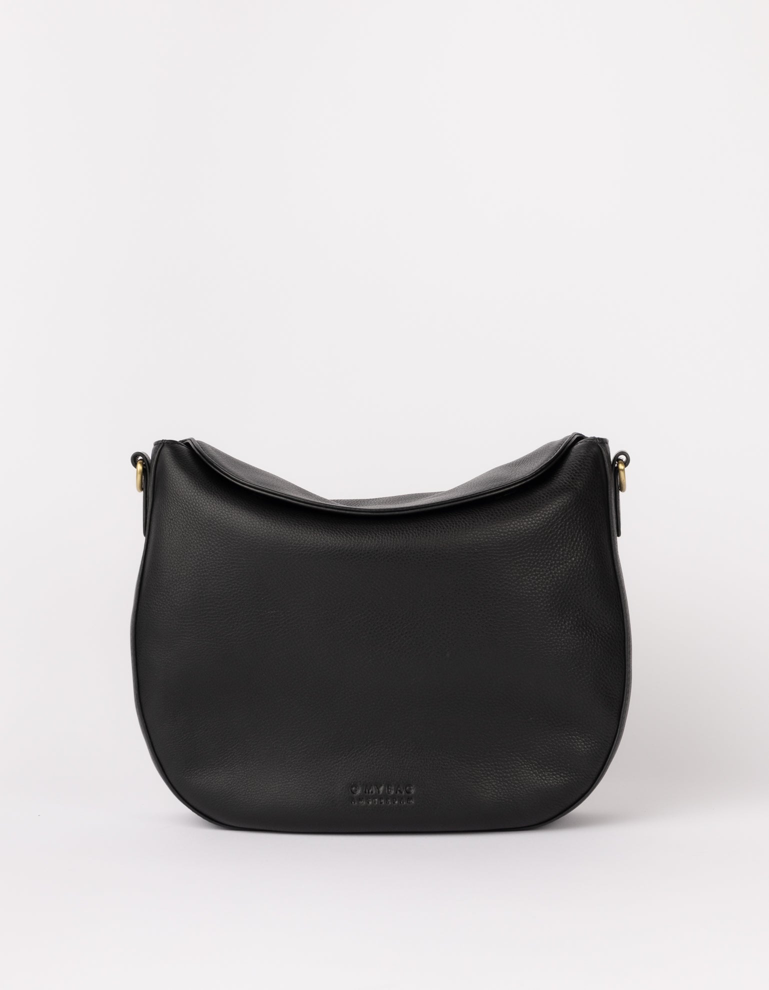 Front product image of Sienna black soft grain leather crossbody bag