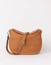 Front product image of Lana wils oak soft grain leather crossbody bag with adjustable leather strap