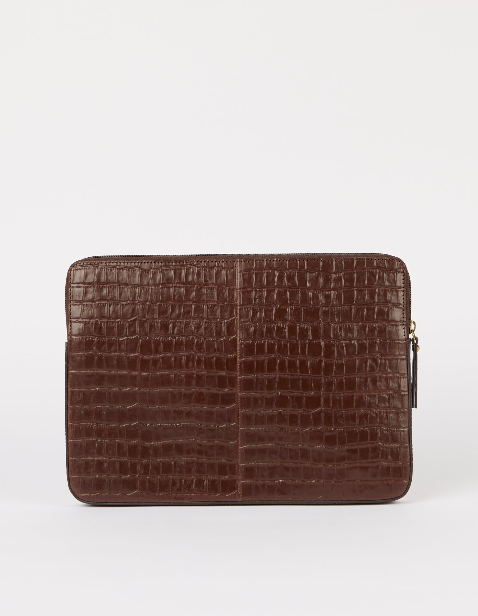 Laptop Sleeve 13"/14" - Chocolate Croco Print Leather