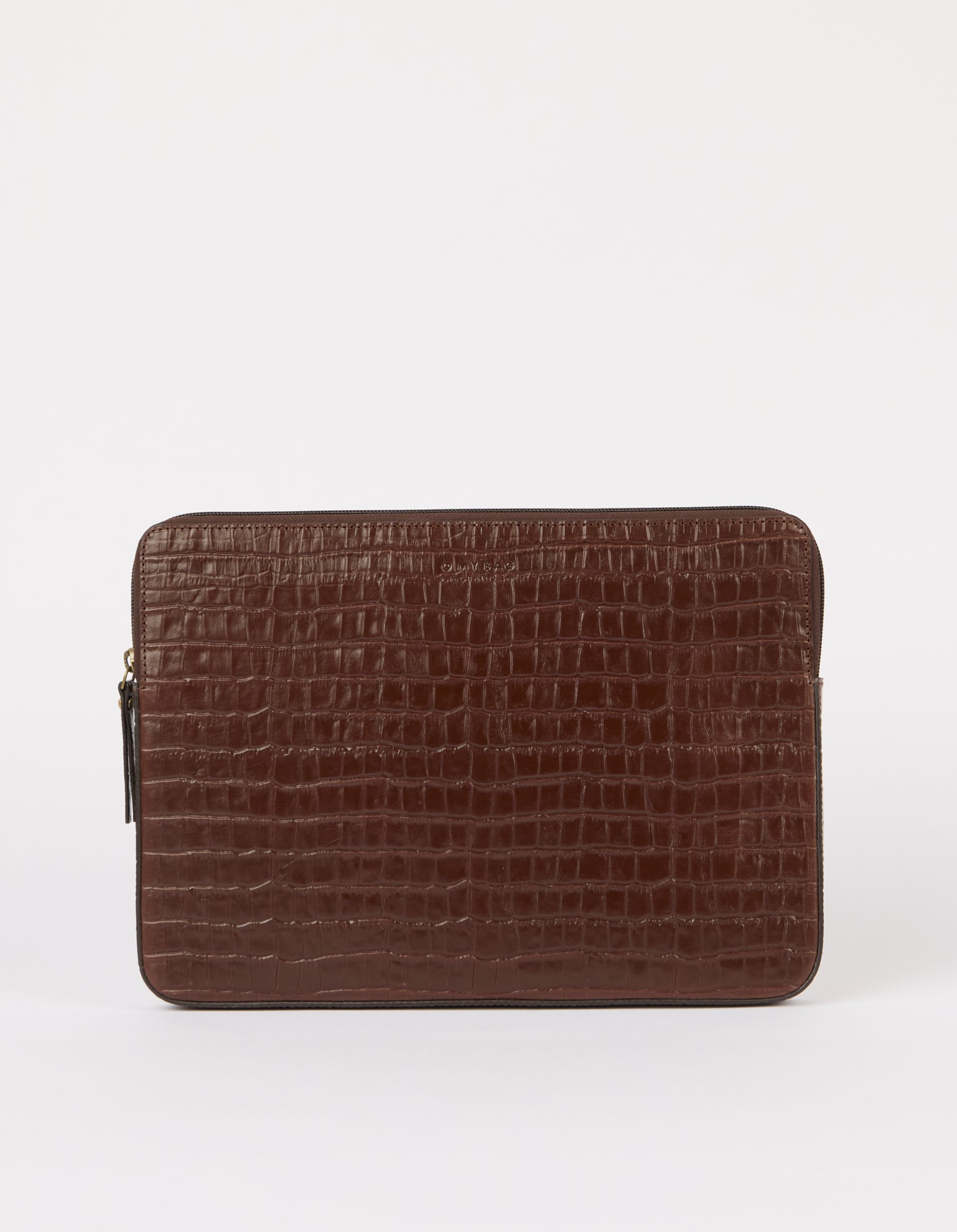 Laptop Sleeve 13"/14" - Chocolate Croco Print Leather