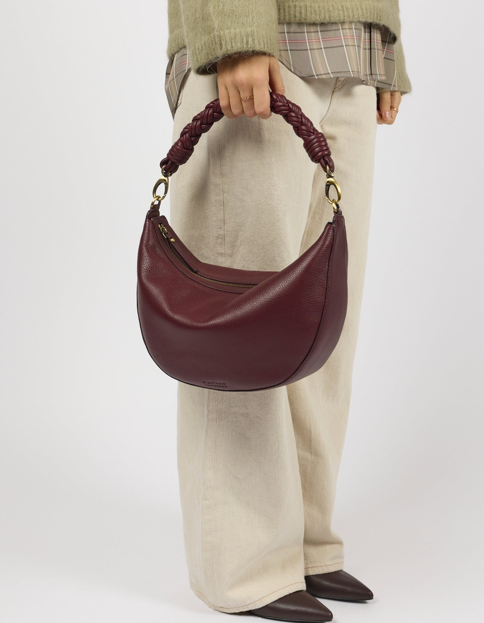 Leo Maxi Twisted Handle - Dark Cherry Soft Grain Leather