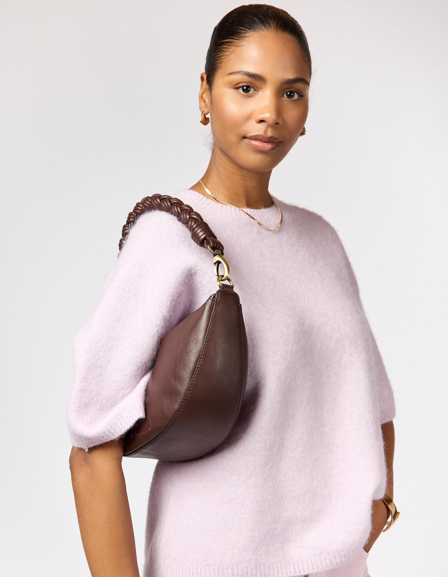 Leo Twisted Handle - Chocolate Soft Grain Leather