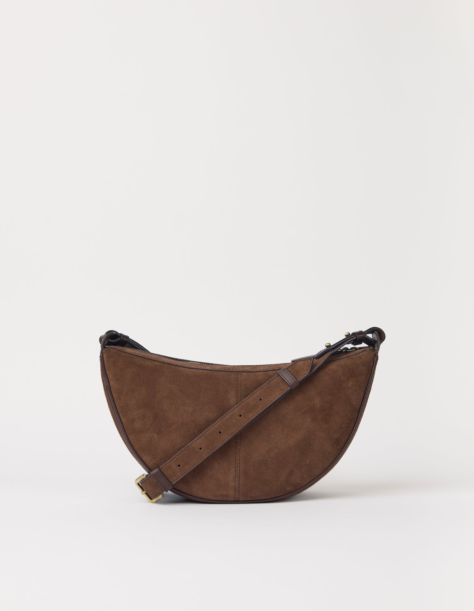 Leo Midi Crossbody Strap - Chocolate Suède with Classic Leather