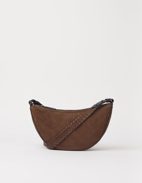 Leo Midi Crossbody Strap - Chocolate Suède with Classic Leather