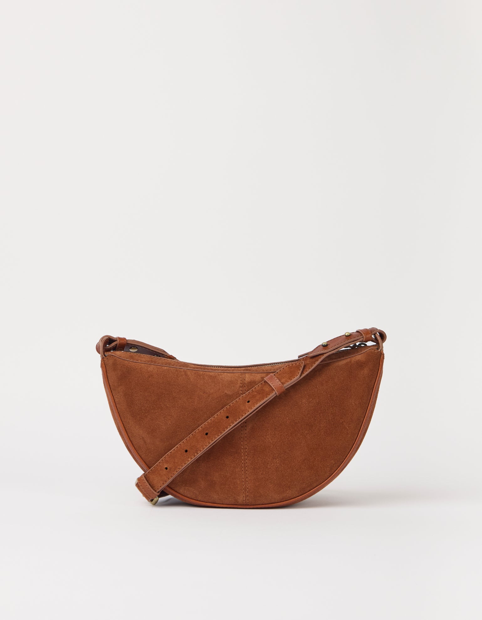 Leo Midi Crossbody Strap - Cognac Suède with Classic Leather
